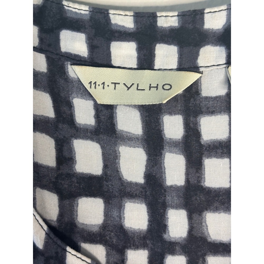 11.1 Tylho Womens Black White Grid Check Sleeveless Button Front Shirt Dress M - Picture 2 of 6